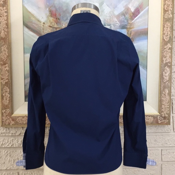 🌹From Collars To Cuffs Striped Trim Button Front Shirt Top - Picture 5 of 13